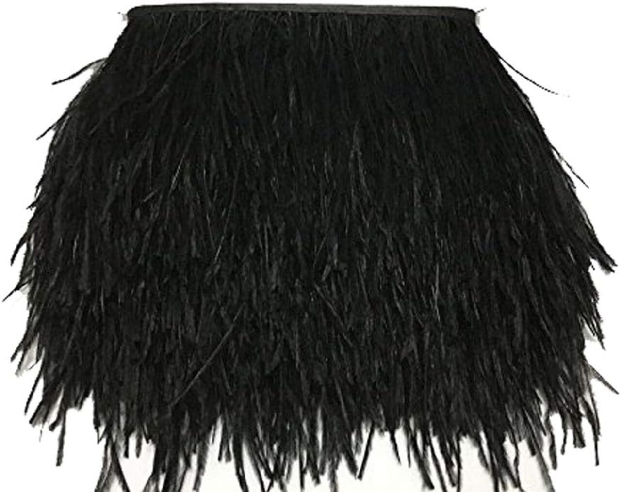 Natural Ostrich Feathers Trims Fringe DIY Dress Sewing Crafts Costumes Decoration Pack of 2 Yards (Black)